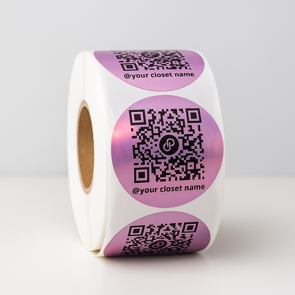 Purple Holographic QR Code Closet Stickers – Personalized “@yourclosetname”, 2" - Picture 2 of 2